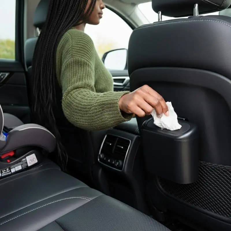 Cestino per auto con coperchio a tenuta stagna, cestino portatile da appendere per l'organizzazione del veicolo