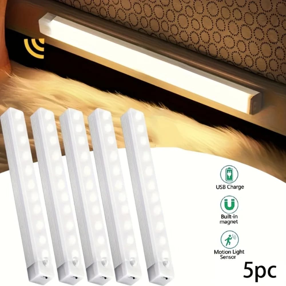 5 lights with LED sensor for office strips under the cabinet with motion sensor, suitable for offices, cabinets, cabinets, safes, corridors,