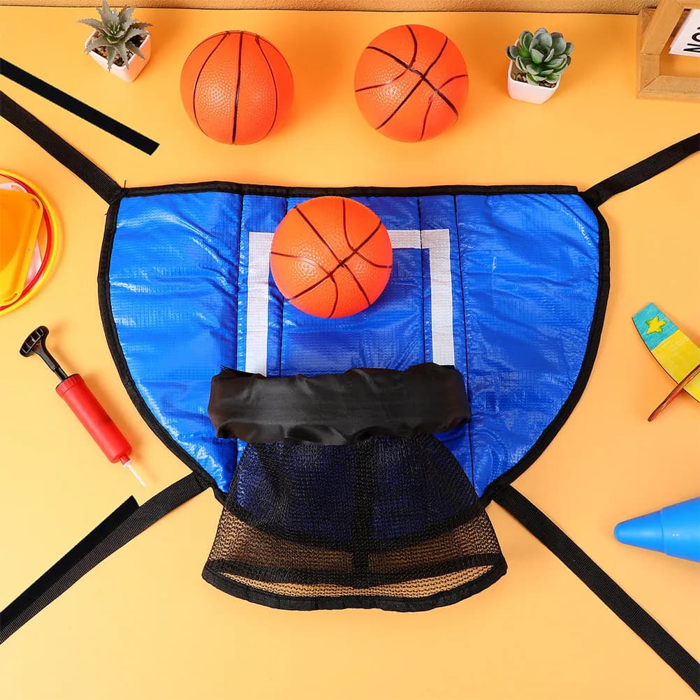 Set da 1: Attacco per canestro da basket per trampolino con pompa per palloni, per bambini, per realizzare schiacciamele, migliora la coordinazione, divertimento all'aperto, gioco sportivo