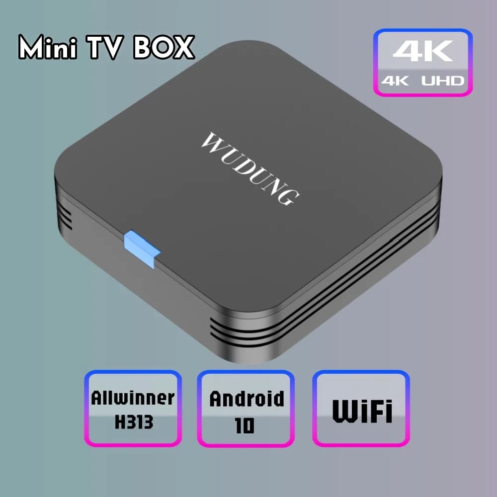 Mini Box TV Wudung TX1 Android 10 Quad Core USB WiFi 2.4G 4K HDR Set-Top Box Portable Video and TV channels Multimedia player