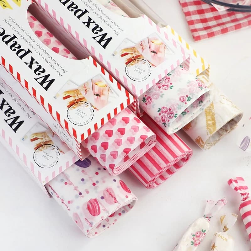50pcs Wax Paper Oil-proof Wrapping Paper Sandwich Bread Burger French Fries Wrapping Paper Baking Paper Kitchen Supplies