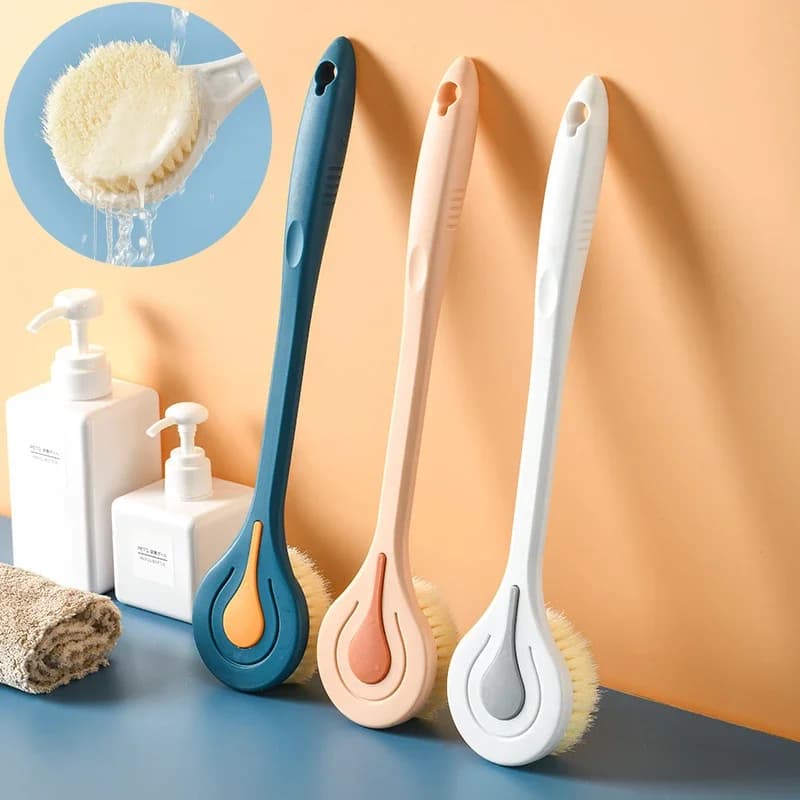Long Handle Bath Brush Soft Hair Back Bath Brush Bathroom Body Bath Brush Mud Back Scrubber Shower Massage Exfoliation JJ2449