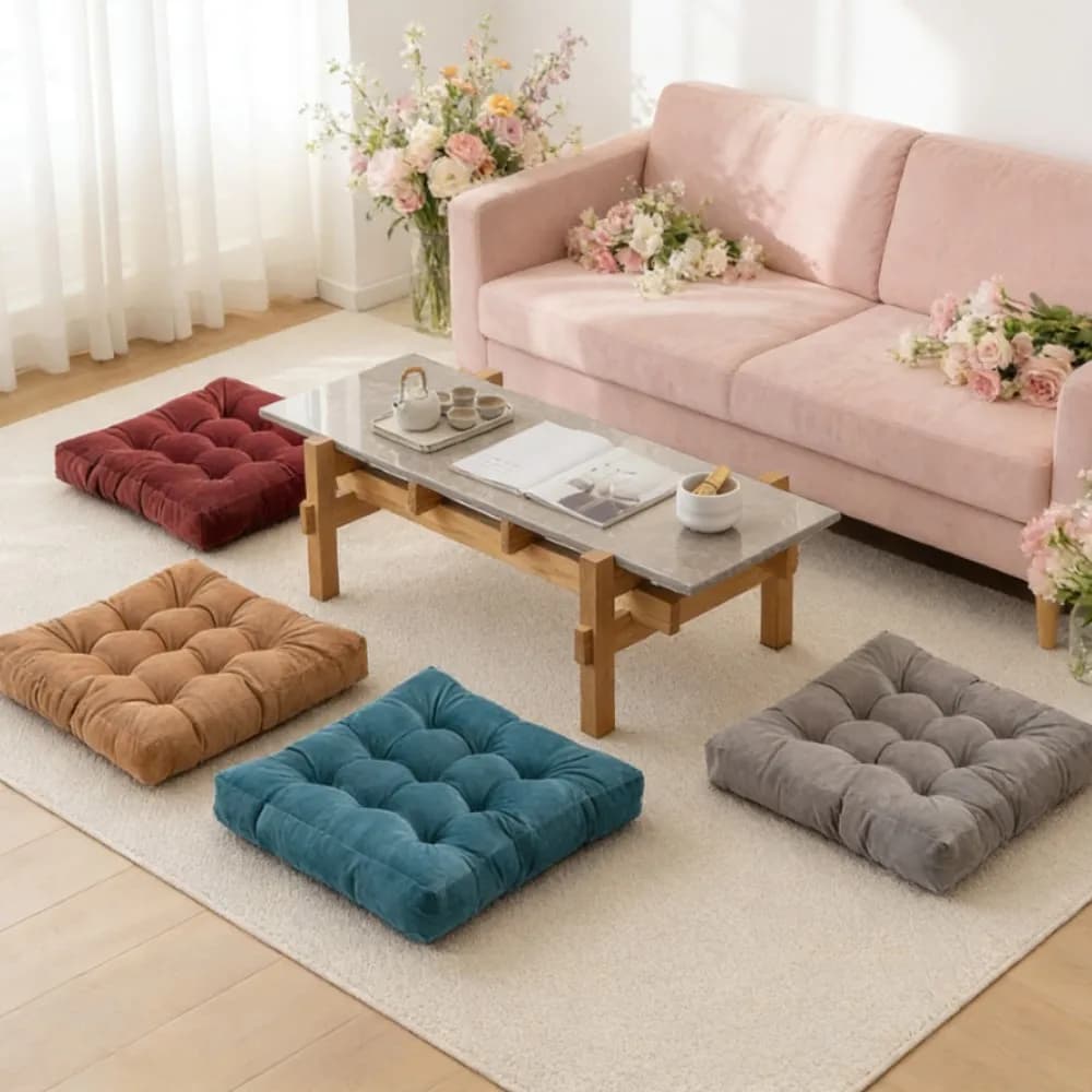 Spring Gift Square Floor Seat Pillow Solid Tufted Thick Pad Meditation Seating Cushion For Yoga Balcony Chair Seat Cushions
