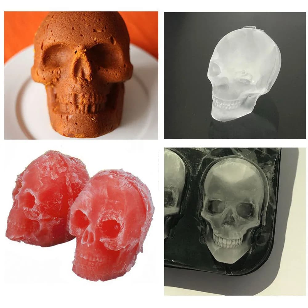 Silicone 3D Ball ,Skull, Diamond-Shaped Ice Mold ,Reusable Ice Cube Mold Ice Cube Trays,Easy Release,For Whiskey, Paty Supplies