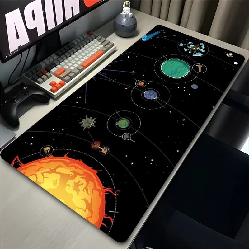 Tappetino per mouse XXL Anime Gamer Outer Wilds Mousepad Laptop Universo Spazio Sistema solare Tappetino da scrivania HD Accessori da gioco per PC Tappetino per tastiera