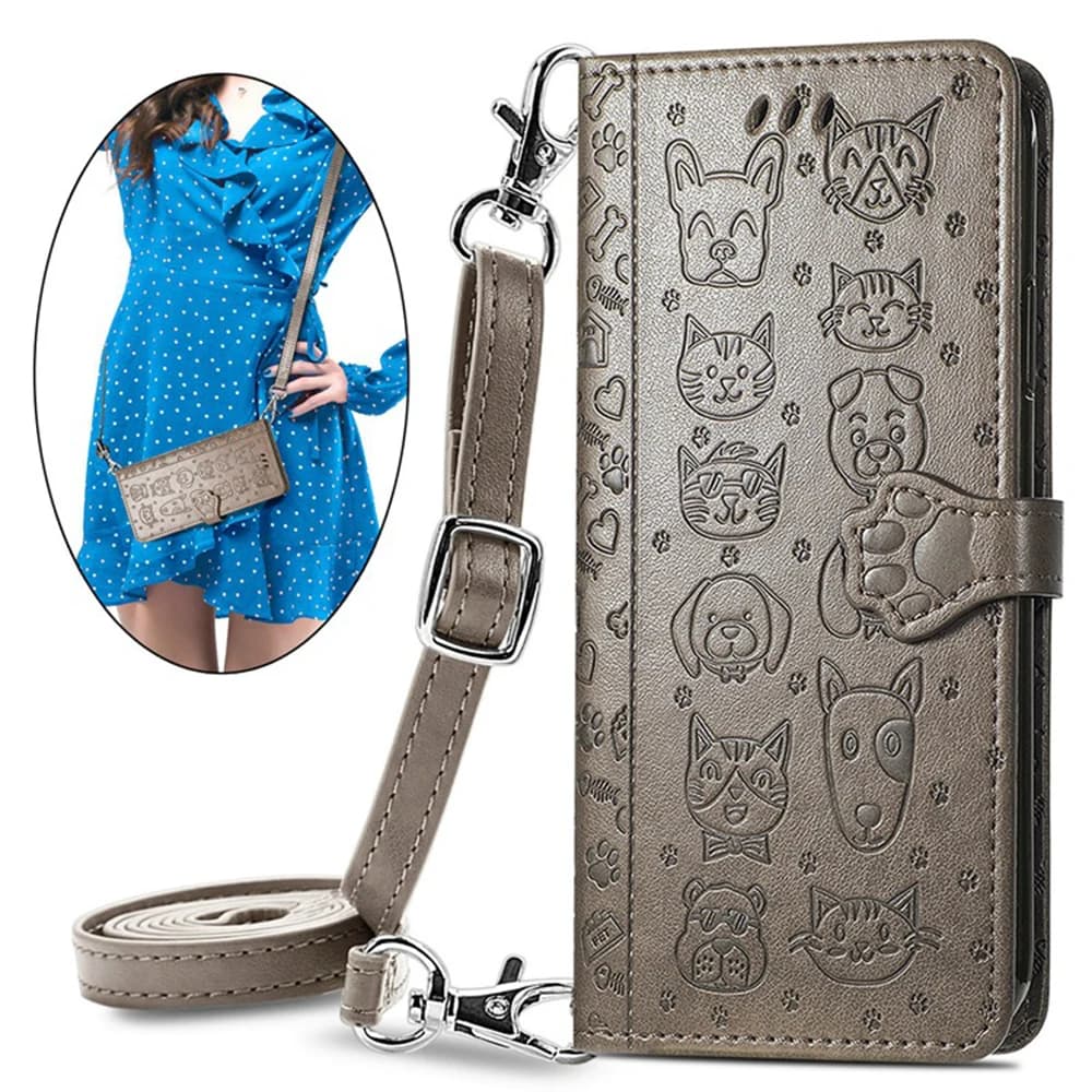 Cute Cat Dog Leather Crossbody Wallet Flip Case For Infinix Hot 70 60 50 Pro Plus 40 40i 30i NFC RFID Phone Cover 3 Cards Coque