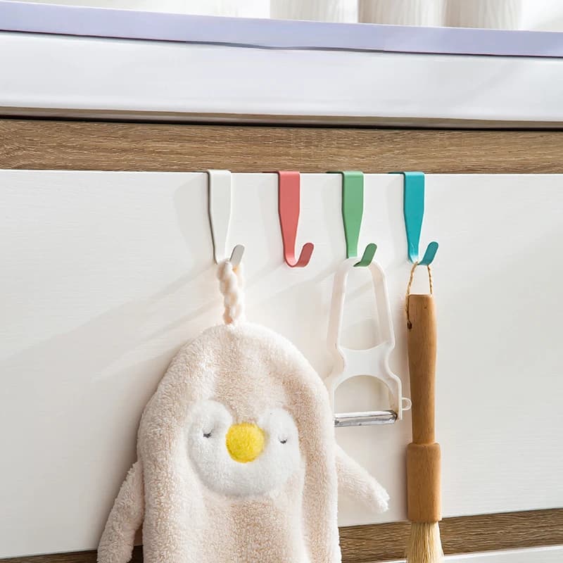 4 pieces carbon steel hook rear kitchen bathroom closet door clothes Non perforated key rings accessories