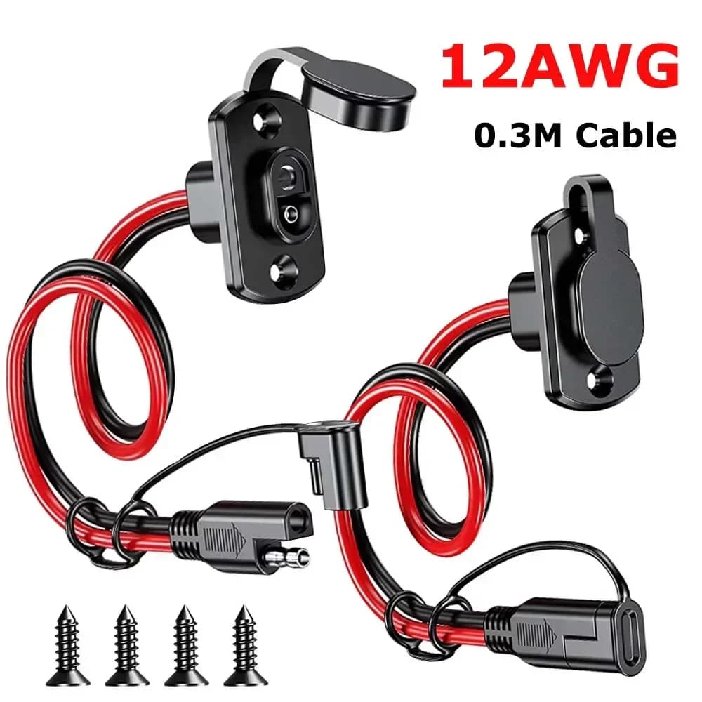 1/2 Set SAE Connector Quick Connector Wiring Adapter SAE Plug Male to Female Cable 12AWG SAE Extension Cable Waterproof for Charger