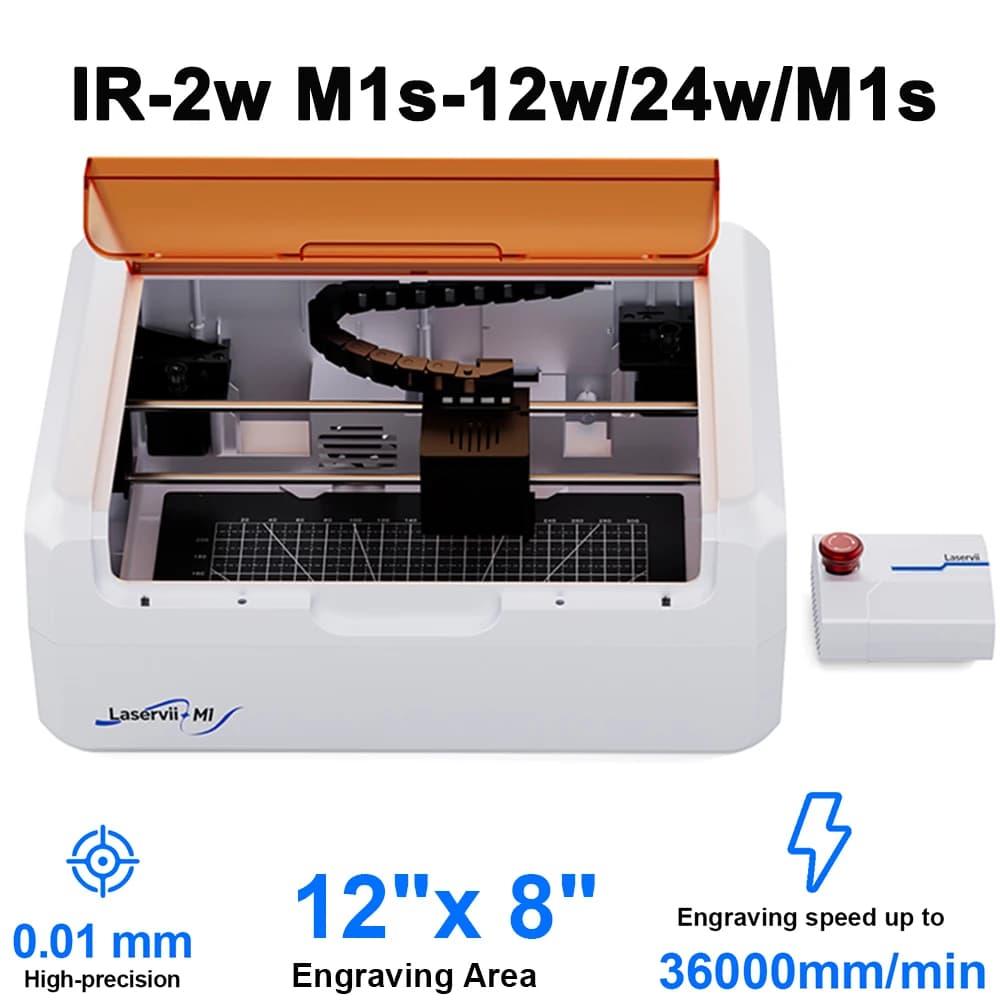 Incisore Laser Laservii M1s-IR 2W con Copertura Protettiva, Macchina da Taglio Laser ad Alta Potenza M1s-24W M1s-12W per Legno, Acrilico e Metallo