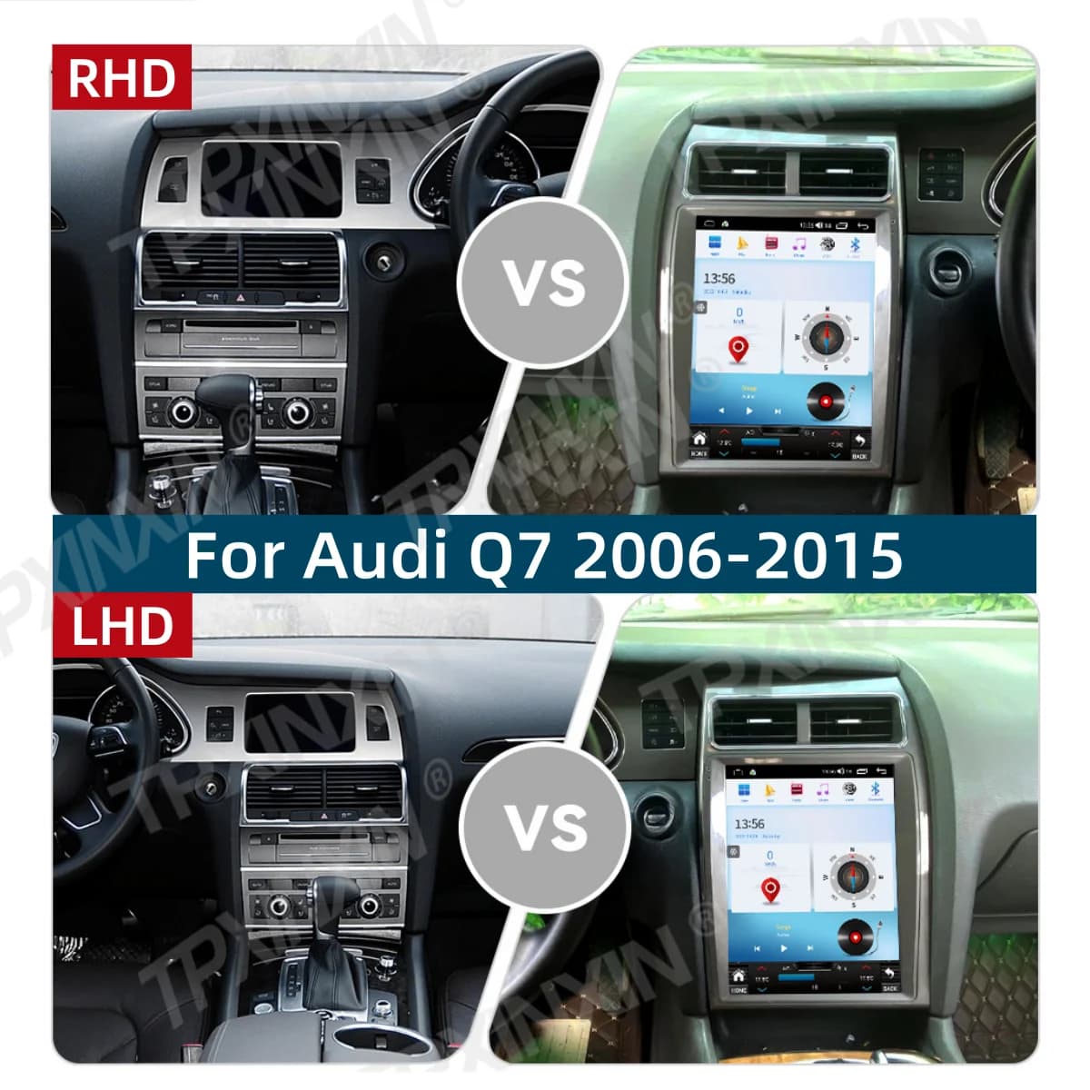 For Audi Q7 2006~2015 Android 14.0 Carplay Car Radio Stereo Automotive Multimedia Player Reciever GPS Navigation Head Unit