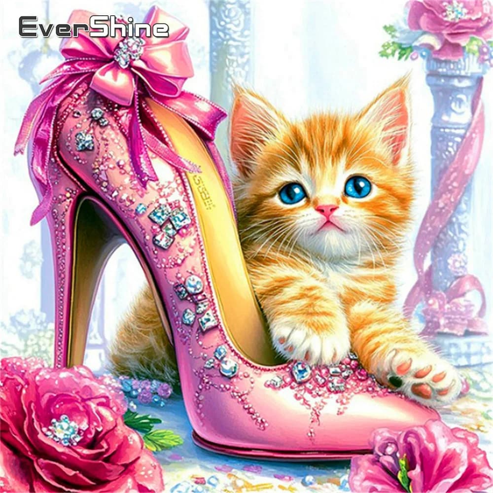 Evershine Diamond Painting Gatto Animale con Strass, Nuovo Arrivo, Ricamo, Mosaico, Hobby Fai da Te