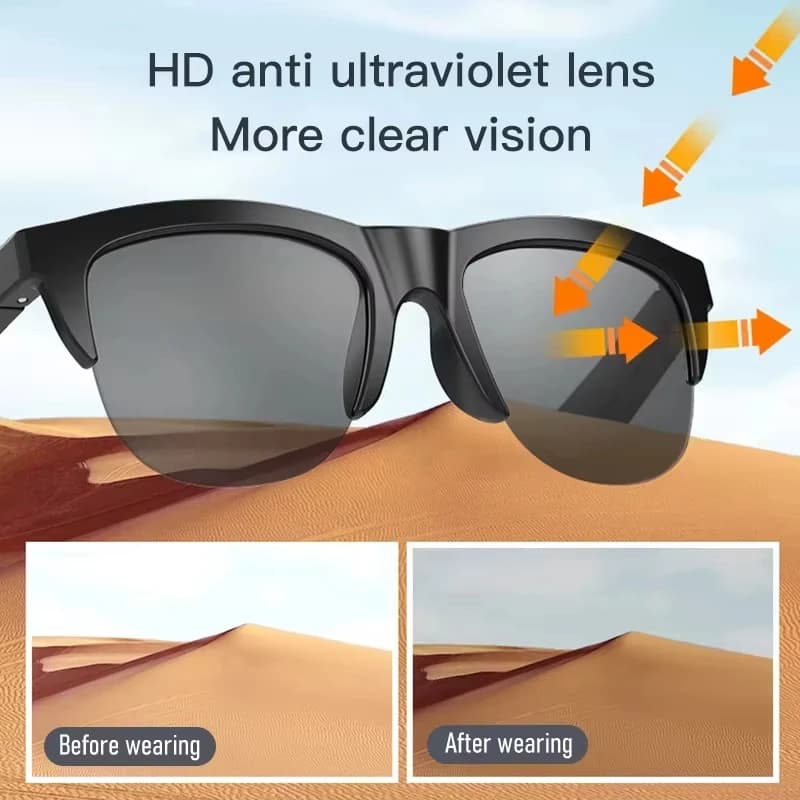 2025 Cambia colore fotosensibile Occhiali intelligenti Chiamate vocali Bluetooth Controllo musica Occhiali da sole polarizzati UV Occhiali per cuffie Uomo