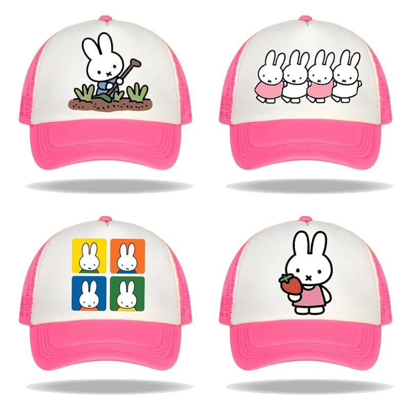 Cappellini da Baseball Miffy con Stampa Anime Cartoon, Cappello Parasole Estivo Kawaii per Ragazze, Cappelli Casual per Bambini e Adulti, Berretto Regolabile con Visiera, Regali