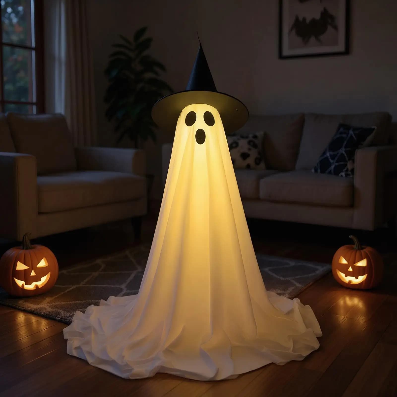 Decorazione di Halloween Luci a stringa a LED Fantasma luminoso Decorazione Puntelli horror Decorazione da giardino Fantasma bianco spaventoso in piedi