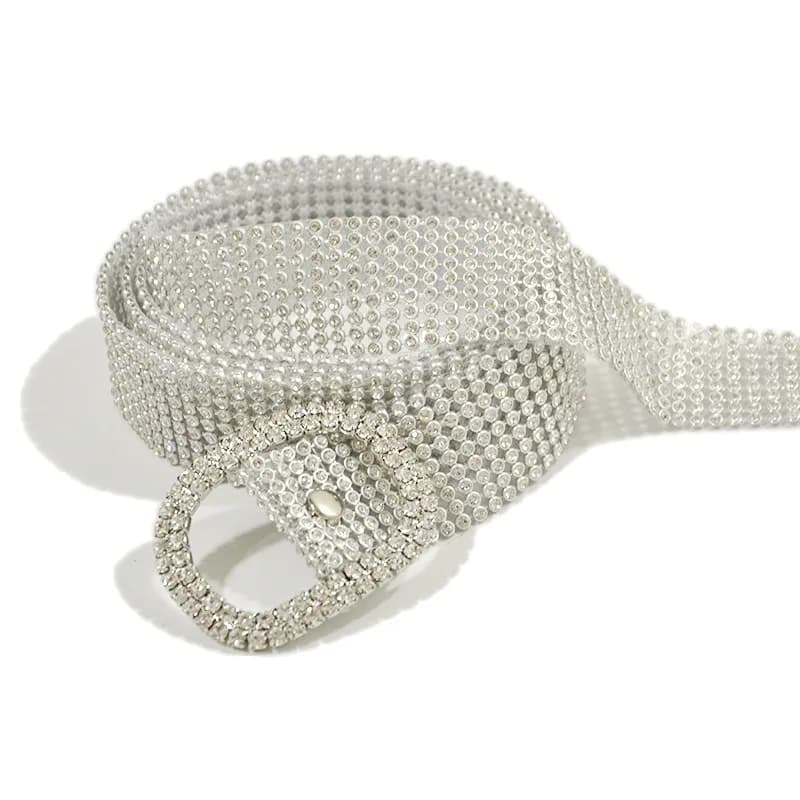 Cinture da Donna in PVC con Strass, Cintura con Diamanti, Cinture Femminili per Abiti, Nuova Moda Designer