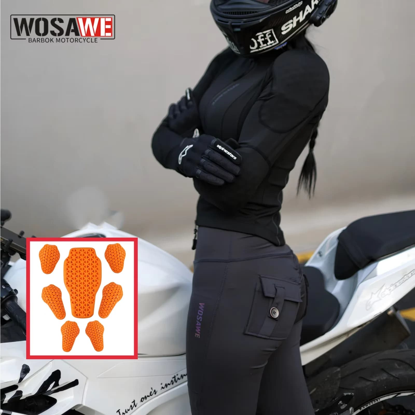 WOSAWE Women Motorcycle Jacket Motorcycle Summer Downhill Motorbike Breathable and Slim Fit Moto Racing Clothing