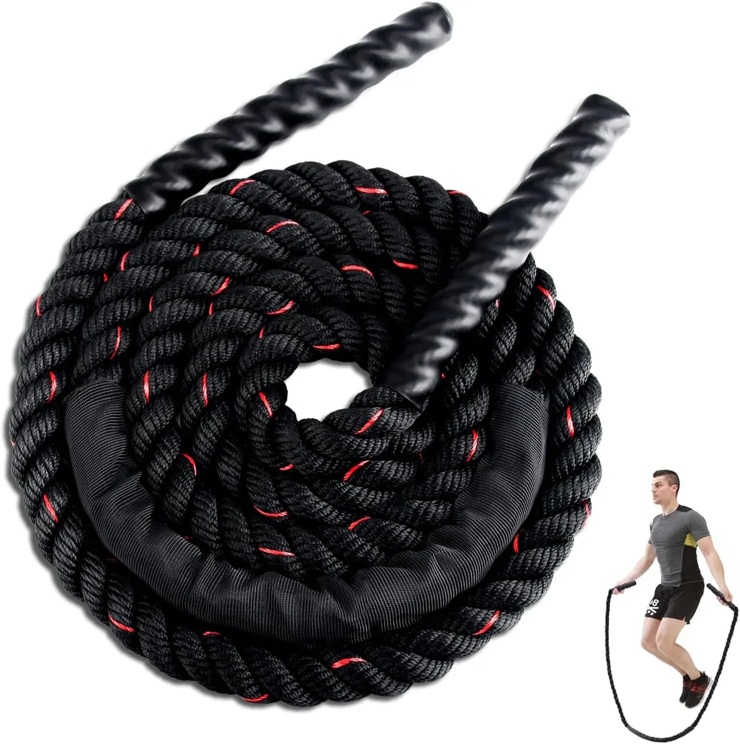 Jumping rope with Weights for Fitness, 0,7 kg and 1.3 kg for Exercises at Home and Gym to Improve Strength and Develop Muscles