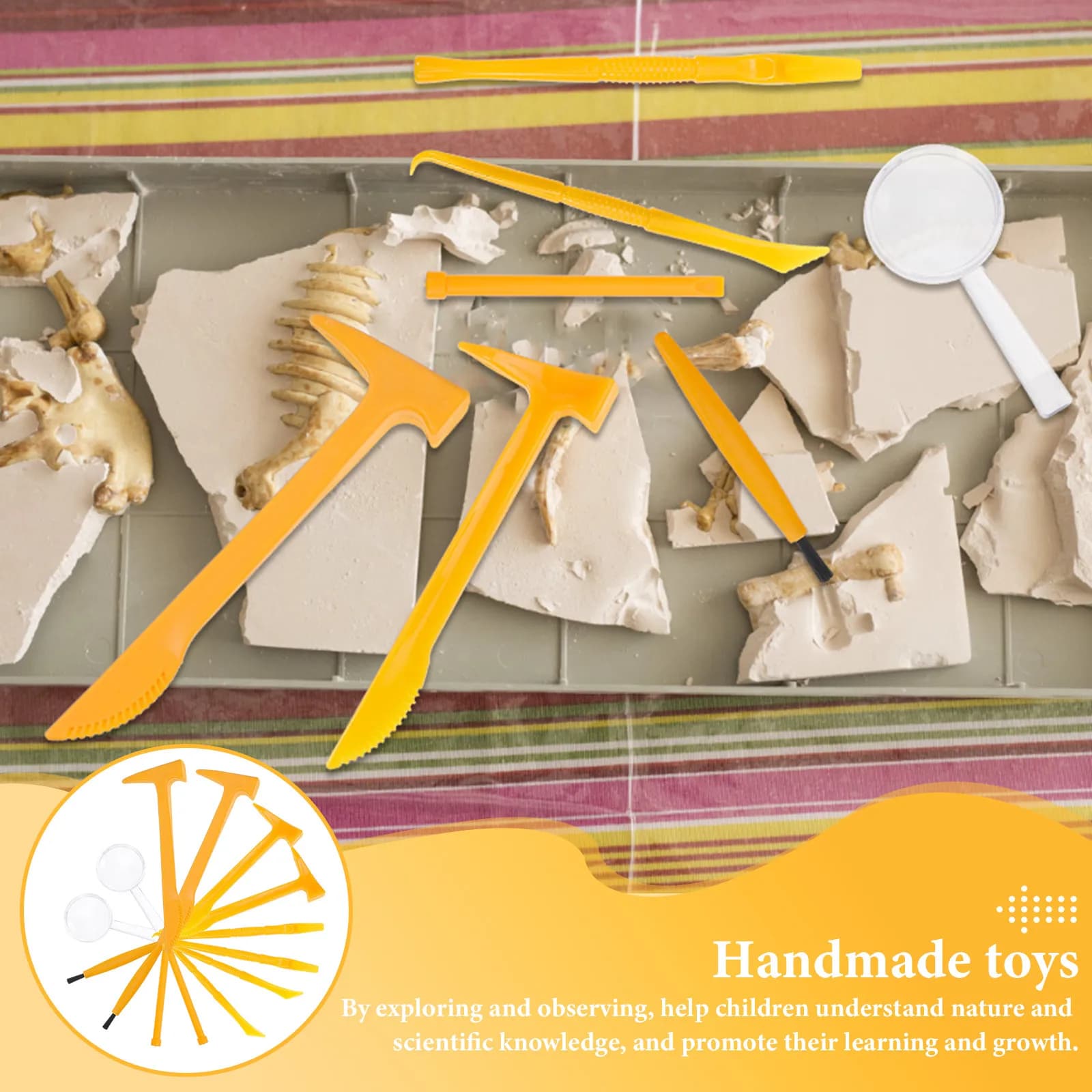 Set di Attrezzi per Scavo di Gemme per Bambini, Kit Educativo Scientifico per l'Apprendimento e la Scoperta Fai-da-Te