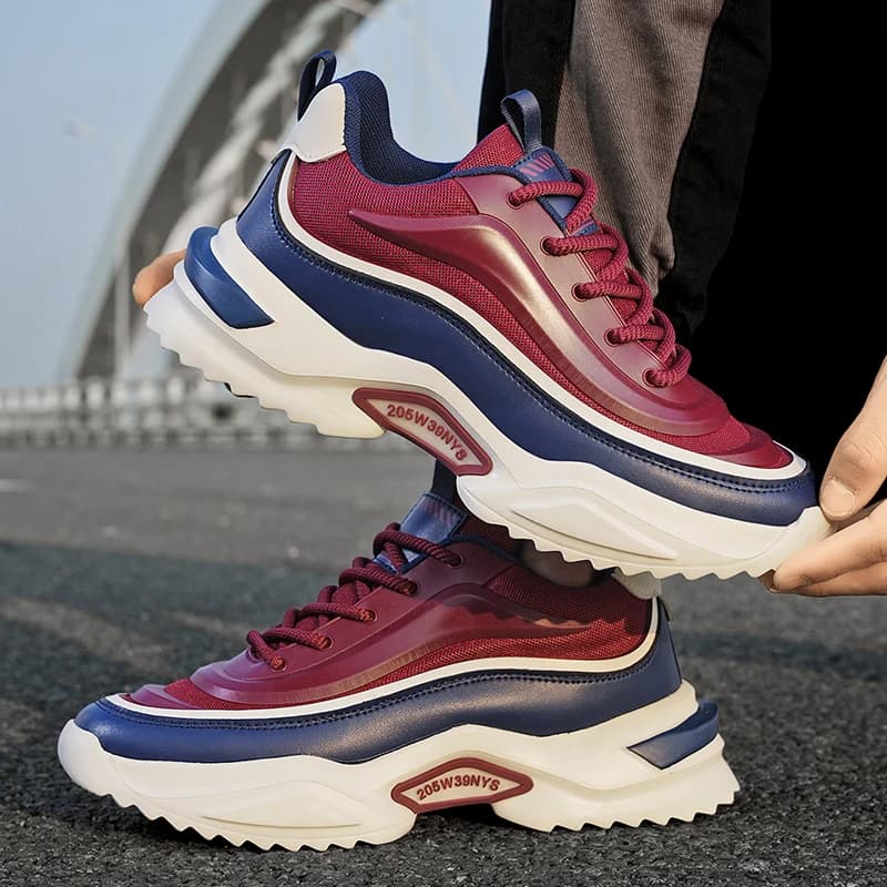 Men Autumn Trendy Dad Sneakers, Thick Sole Height Boost Skate Shoes, Non-slip Durable Casual Running Footwear For Teens