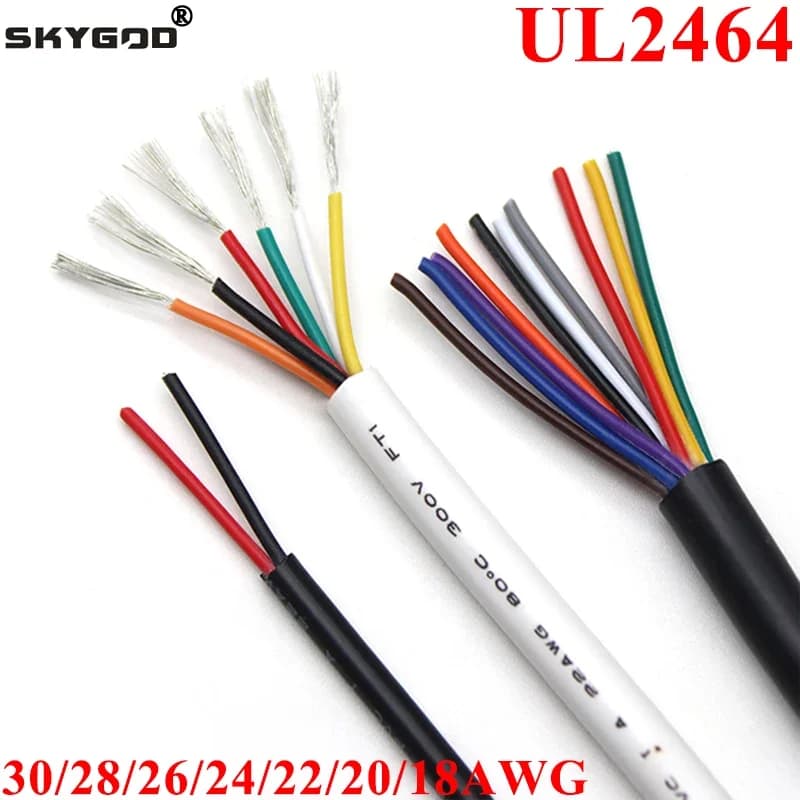 5M UL2464 30 28 26 24 22 20AWG cavo rivestito cavo canale linea Audio 2 3 4 5 6 7 8 9 10 core linea di alimentazione in rame isolata in PVC