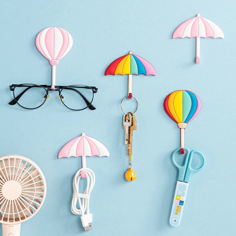 Ganci da parete per mongolfiera ombrello adesivo per frigorifero per chiavi supporto per uncinetto da parete rimovibile cucina lavato gancio per decorazioni per la casa