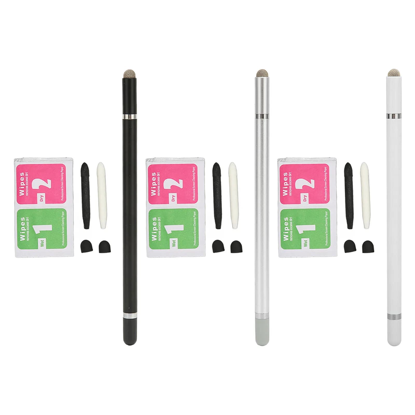 Penna Stilo 3 in 1 Multifunzionale con Posizionamento Preciso, Pennino Capacitivo con 2 Punte in Fibra per Tablet e Telefoni Cellulari