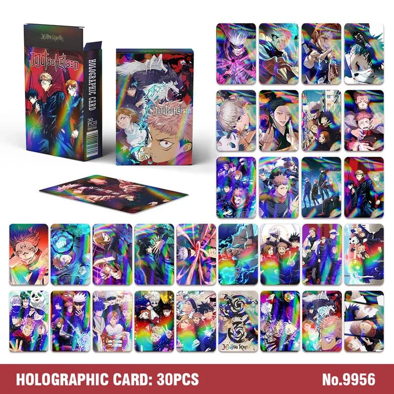 Set di 30 Carte Jujutsu Kaisen, Personaggi Anime Yuji Itadori e Satoru Gojo, Carte Laser Bifacciali, Carte Lomo, Collezione di Giocattoli
