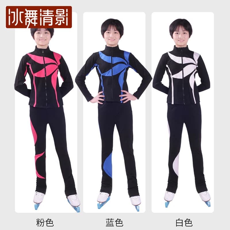 Tuta da pattinaggio artistico, giacca, pantaloni da pattinaggio su ghiaccio con pantaloni da pattinaggio su ghiaccio in pile, set da pattinaggio su ghiaccio
