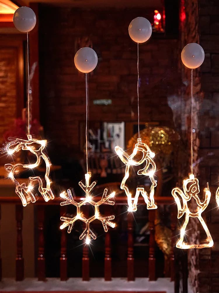 Campanelle Decorative Cisas per Vetrine, Stile Nordico, con Luci LED a Tema Fatato, Corpo in Acrilico Trasparente