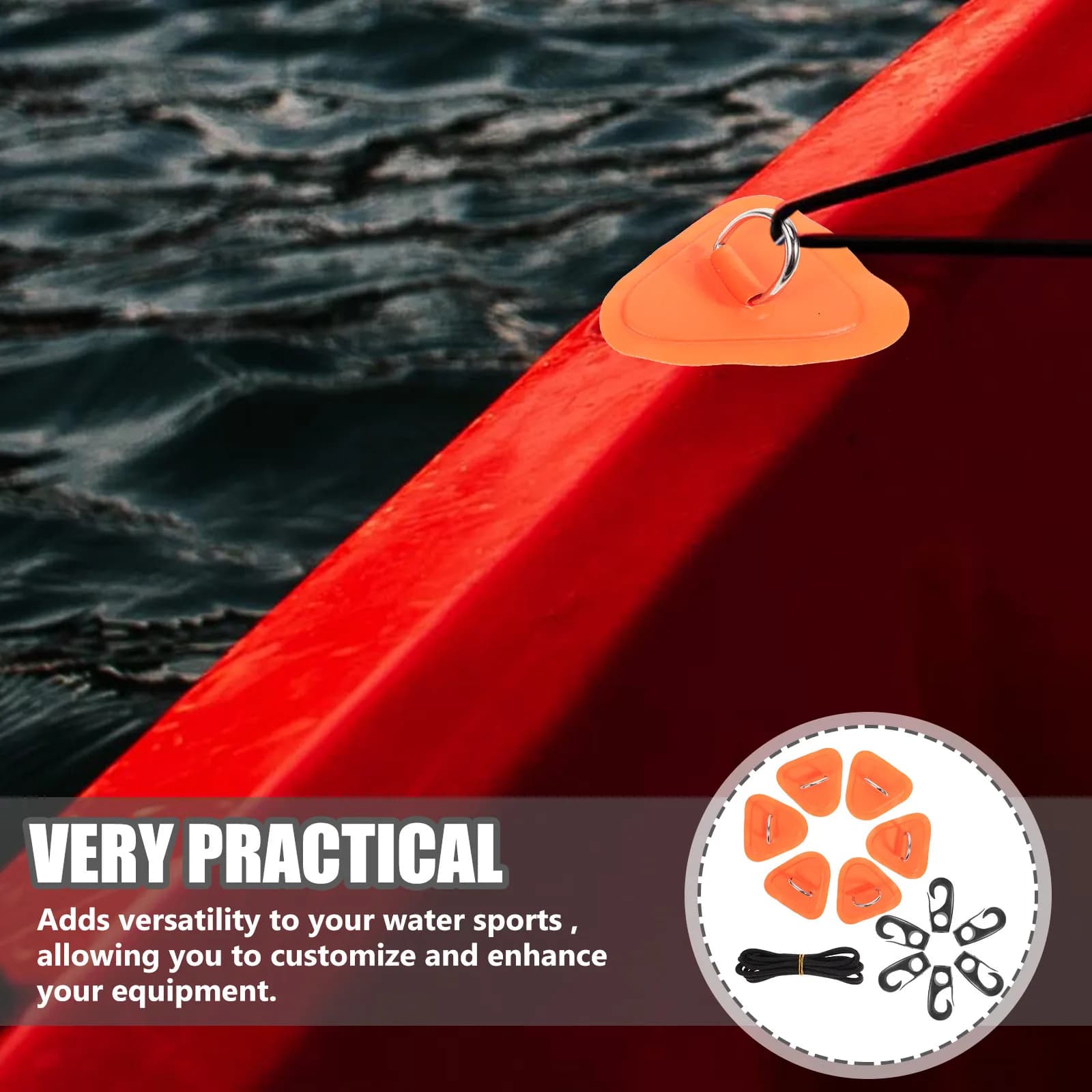 Kit di 1 set di cuscinetti e fibbie a D per kayak, adatti per imbarcazioni gonfiabili, tavole da paddle, fissaggio al ponte e connessione sicura della linea di ancoraggio