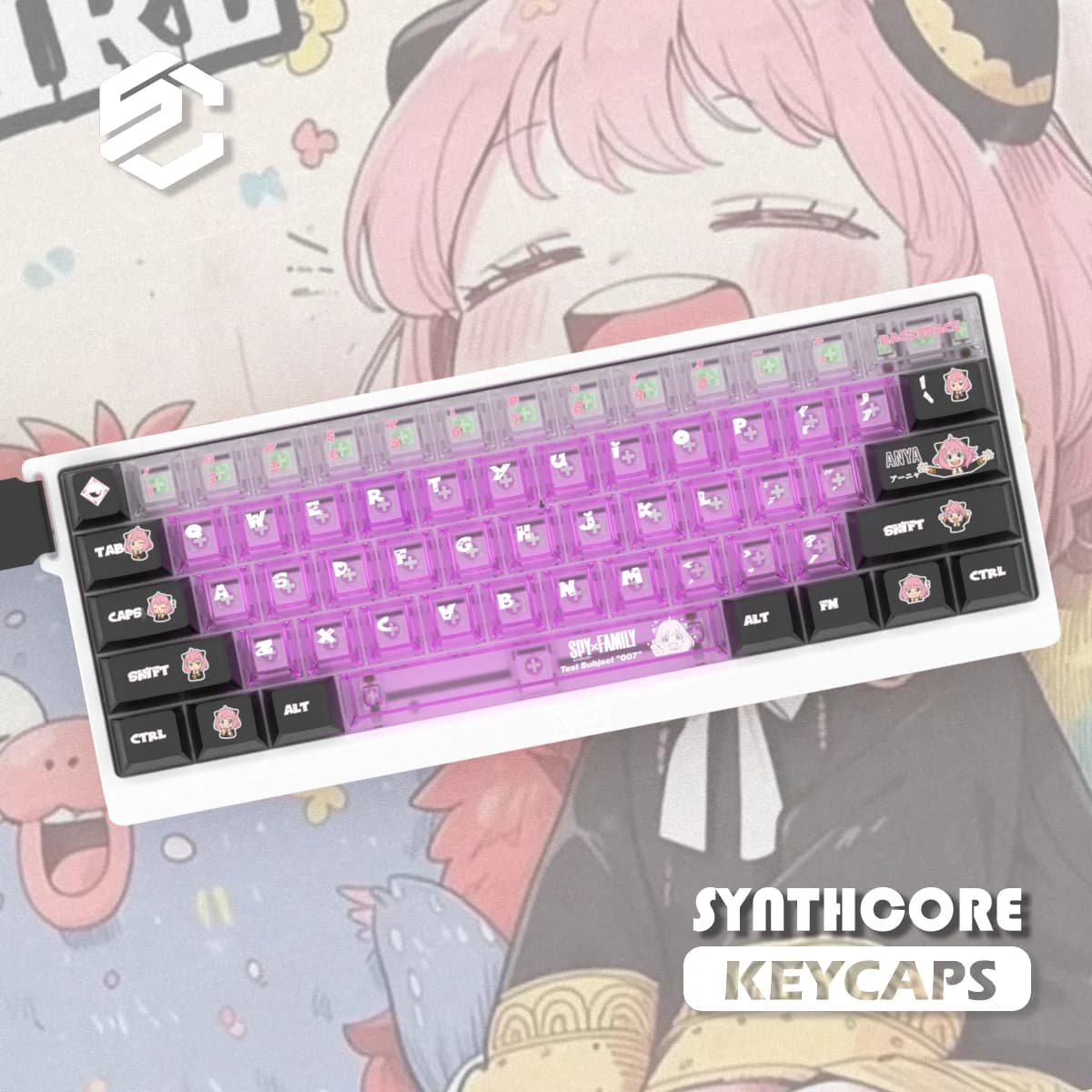 130 tasti SPY × FAMILY EVANGELION Keycap Cherry Altezza + 1.78 Nebbia tramite copritasti da gioco per PC per tastiera meccanica ad asse magnetico