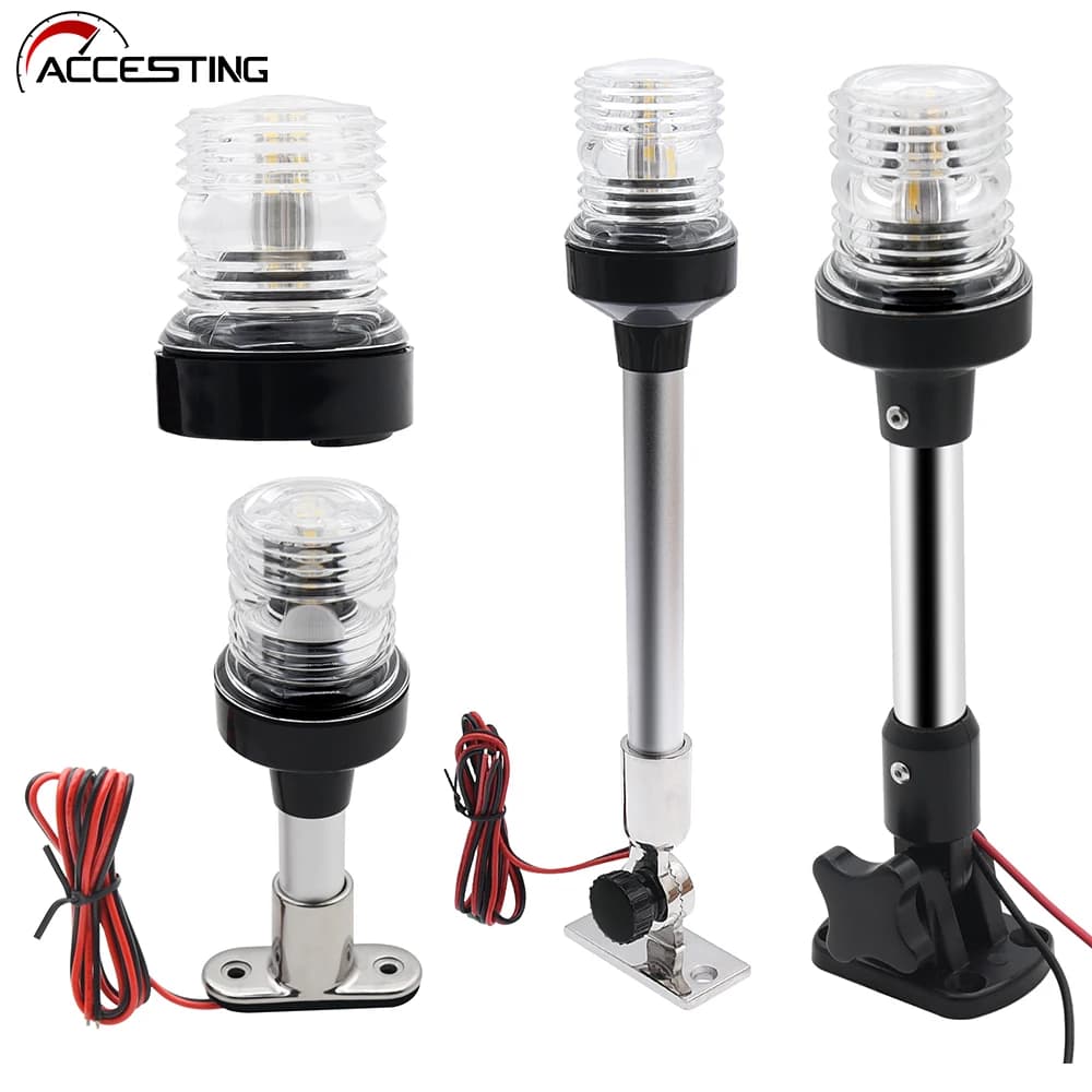 Nuova luce di navigazione per barche a LED pieghevole per Yacht Marine Anchor Light 12 ~ 24 V luce di segnalazione a vela 12 pollici 4000 ~ 4500K bianco puro