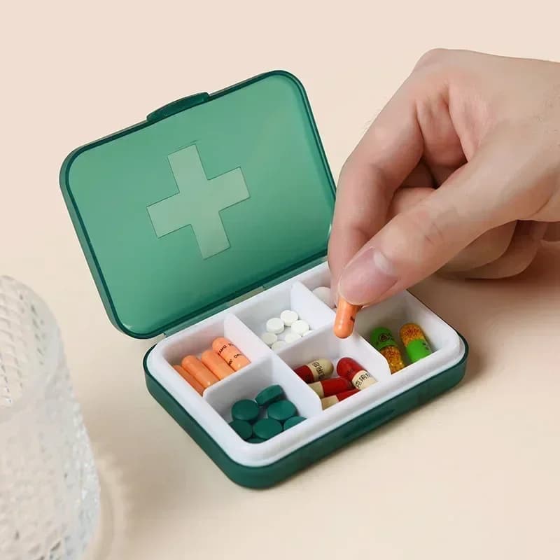 Mini portapillole portatile da viaggio, contenitore per pillole, portapillole per compresse, piccola portapillole, custodia per organizer, 6 griglie