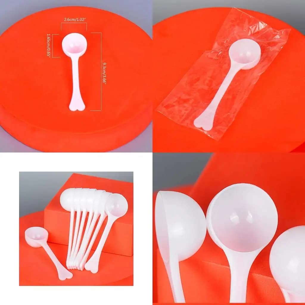 F19B 50pcs 3g Long Handle Measuring Spoon Milk Powder Spoons Coffee Teaspoon Protein Powder Kitchen Seasoning Spoons
