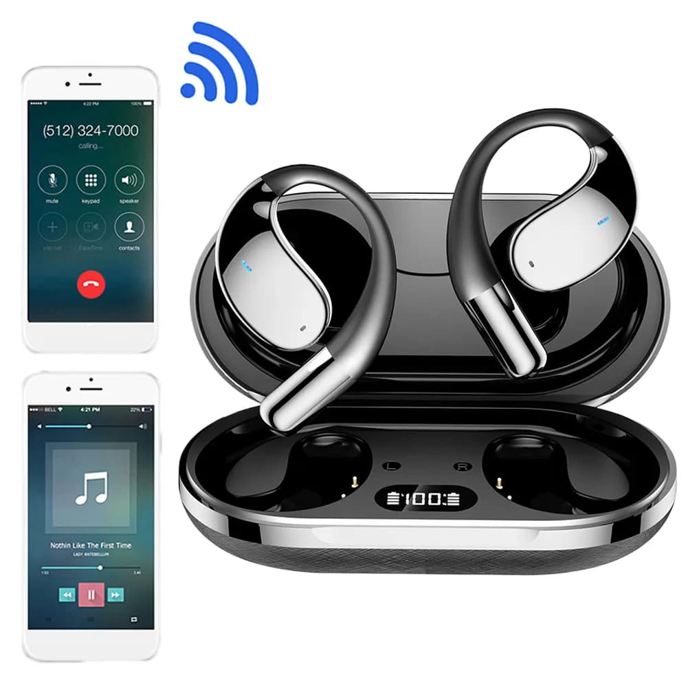 Auricolari traduttore AI 3 in 1 Dispositivo di traduzione in tempo reale Cuffie con ganci per l'orecchio 5.4 compatibili con Bluetooth per l'apprendimento aziendale in viaggio