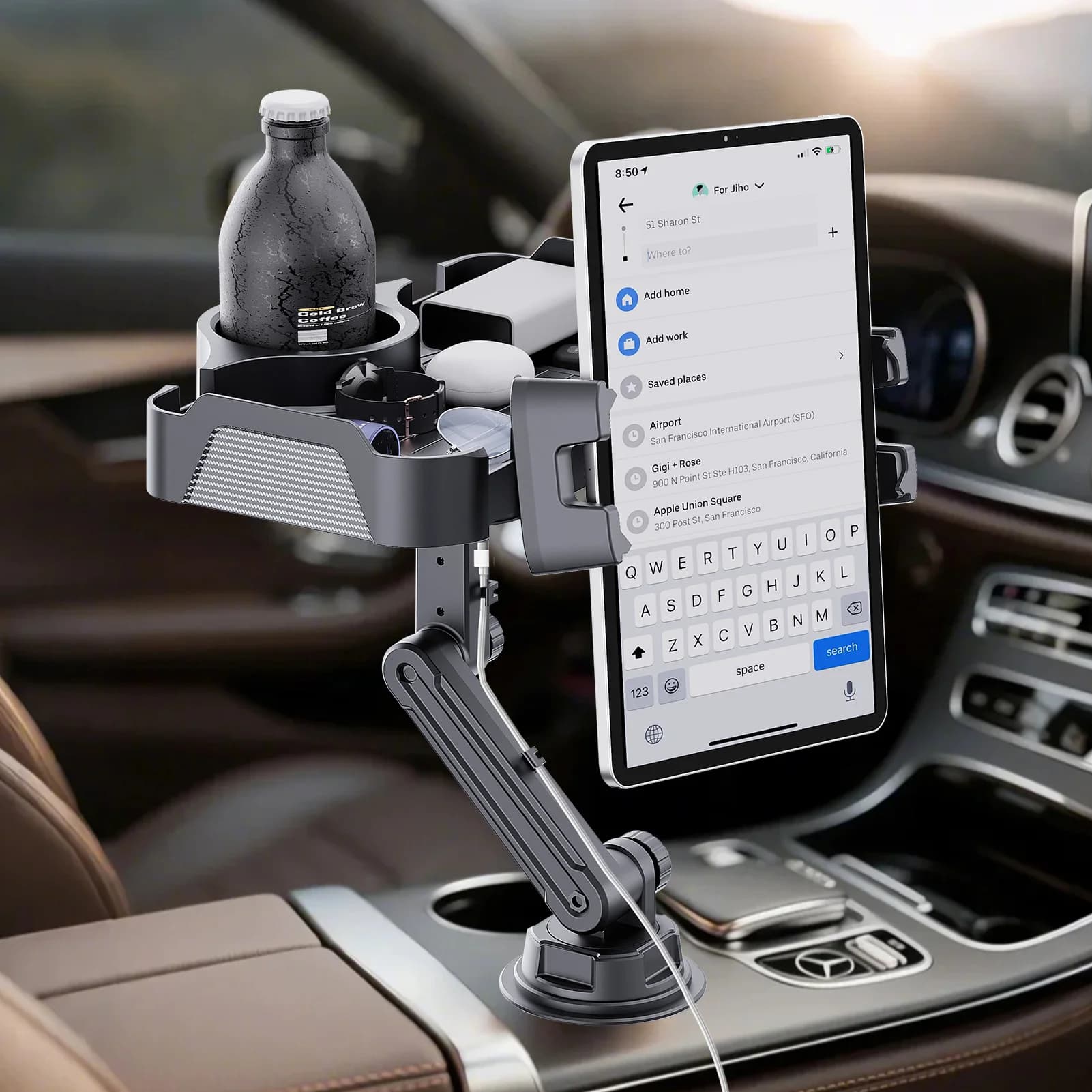 Car Cup Tablet Stand Phone Holder Extender Multifunctional Adjustable Drinking Bottle Holder Detachable CarHolder Storage Rack