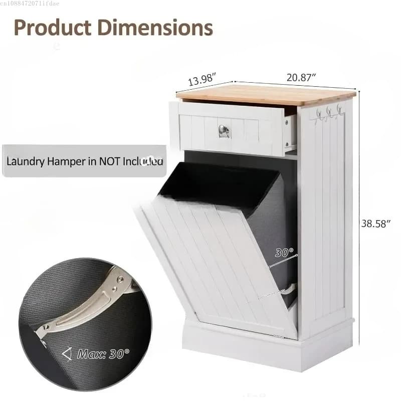 13 Gallons Tilt Out Trash Cabinet Kitchen Waste Bins Free Standing Laundry Hamper Recycling Cabinet Trash Can Holder with