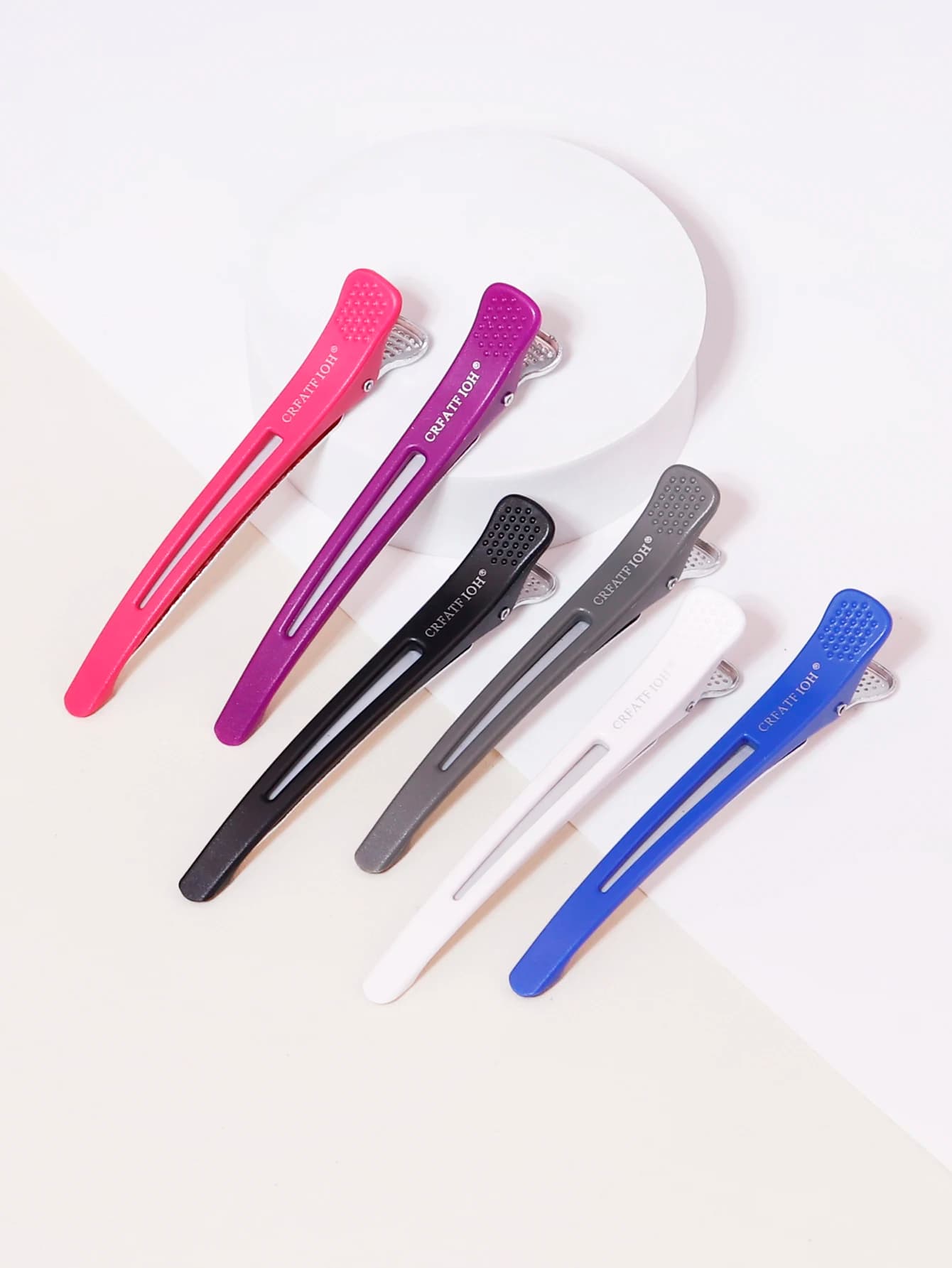 6 seamless opaque plastic hair clips for hairdresser, fixed styling, professional women styling clip, special for real hair wigs
