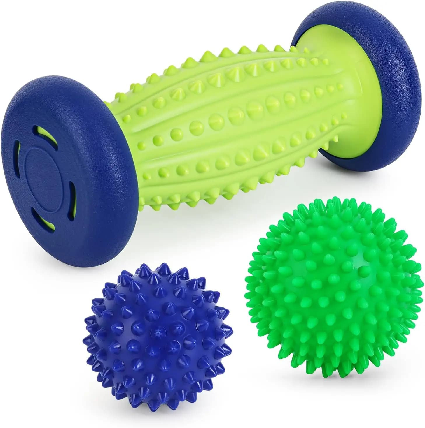 Set di Palline Massaggianti 3-in-1: Rullo per Piedi e Palline con Punte per il Sollievo da Fascite Plantare, Terapia per Spurta Calcanea e Punti di Pressione