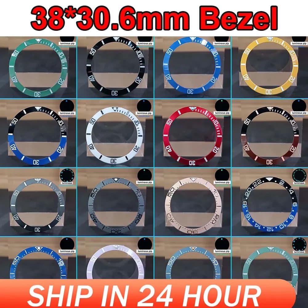 38 mm tilted ceramic bezel * 30,6 mm GMT and dive watch insert for 40 mm men's watch Replace the bezel inserts with dial