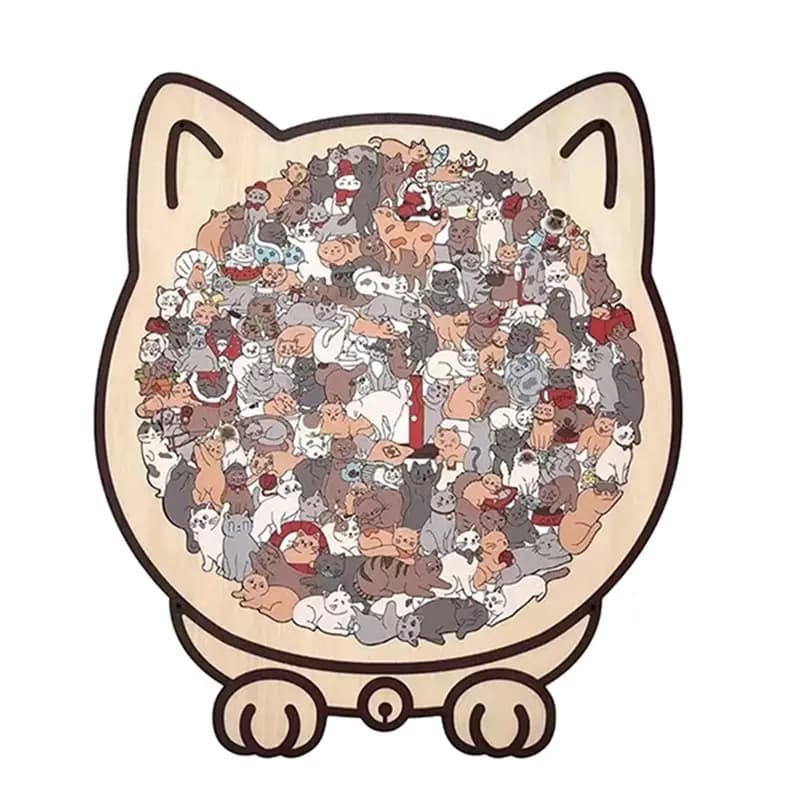 [NEWA64Z!】 Challenging Wood Jigsaw Puzzles 135 Pieces Long Lasting Precise Decor Kit For Cat Lovers Home Family Friends For Cat