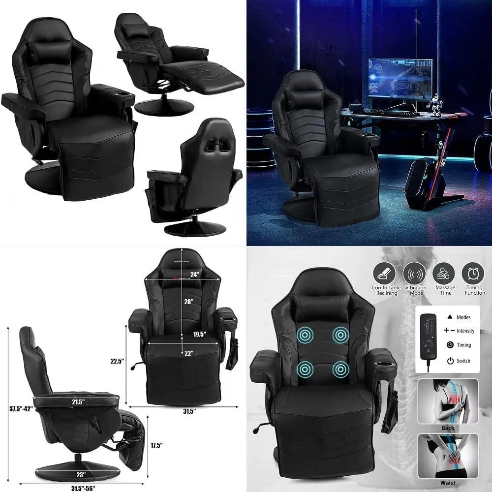 Big and Tall Office Chair with Upgrade Footrest, Heavy Duty Gaming Chair High Back Executive Chair with Spring Lumbar Support f