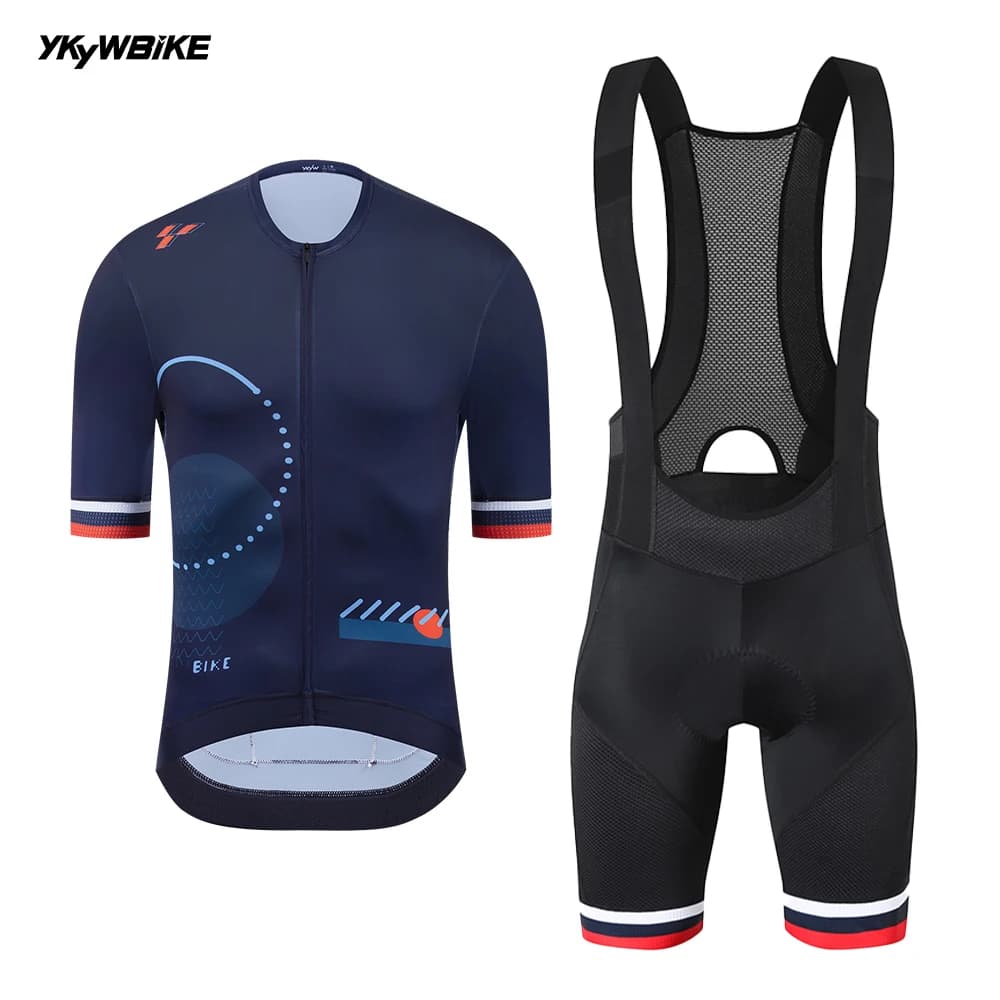 YKYW Summer Short Sleeve Cycling Set Men's Short Shorts with Chicks Dress Bicycle Road Bike Clothing Maillot Cycling Sports Set Black