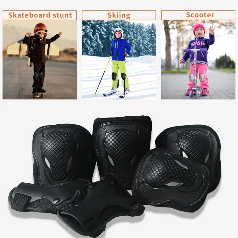 Set di 6 Protezioni per Gomiti e Ginocchia, Attrezzatura Protettiva per Pattinaggio, Skateboard, Bicicletta, Sport, Protezioni per Polsi per Bambini e Adulti