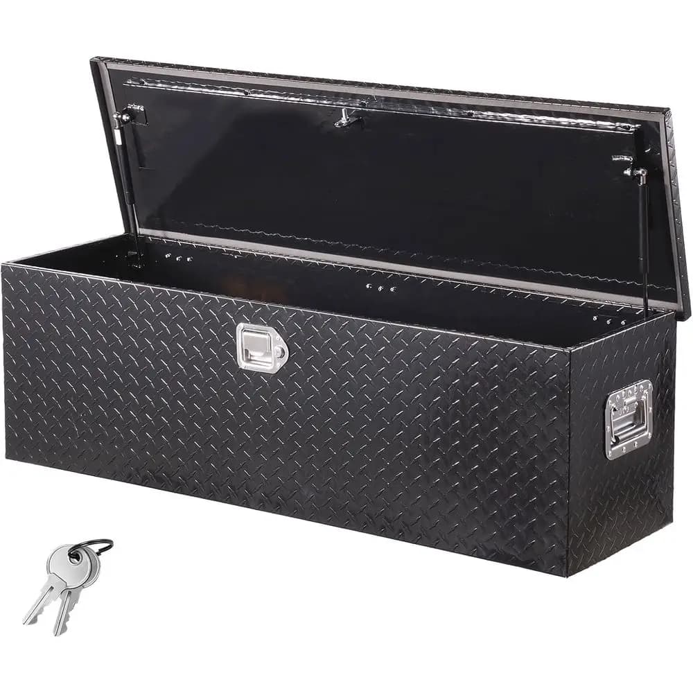 Heavy Duty Truck Bed Tool Box, Diamond Plate Tool Box with Side Handle and Lock Keys, Storage Toolbox Chest Organizer or Trailer