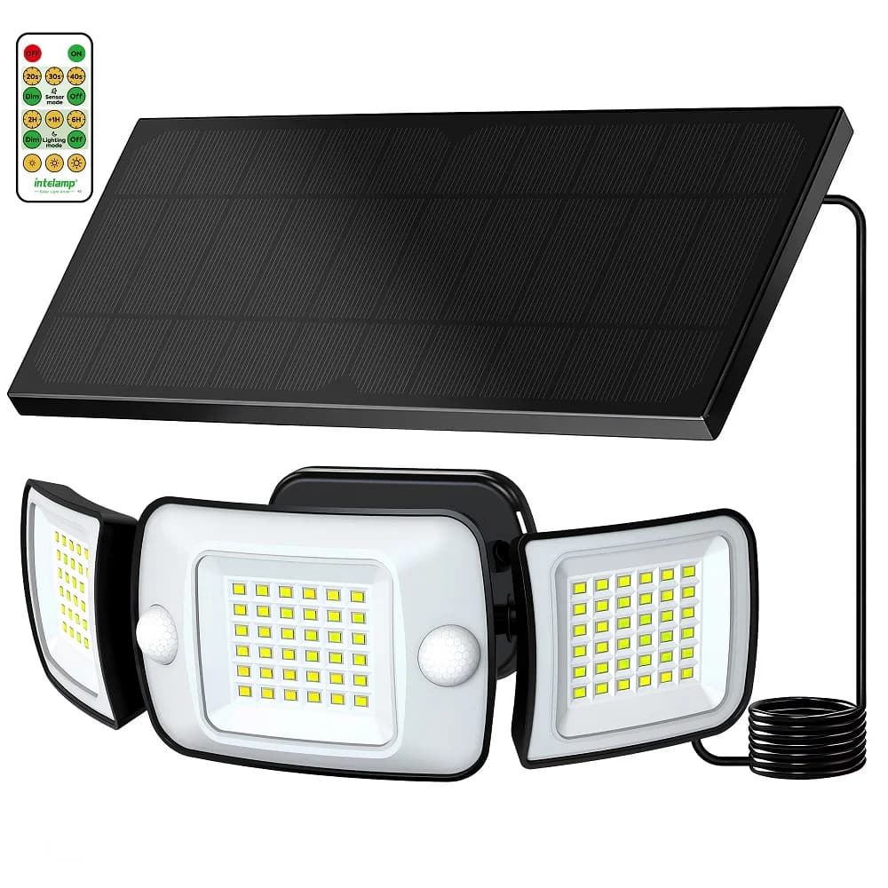 Intelamp Long Life 6000mAh Outdoor Solar Lights With Large Solar Panel Two Motion Sensors Wall Lamp For Garden Yard Path Garage