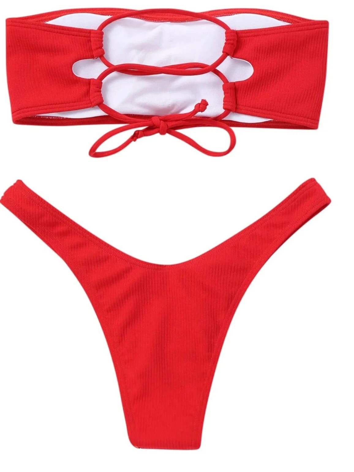 Costume da bagno a due pezzi Pure Color Hollow Out Split, elegante e alla moda per donna.