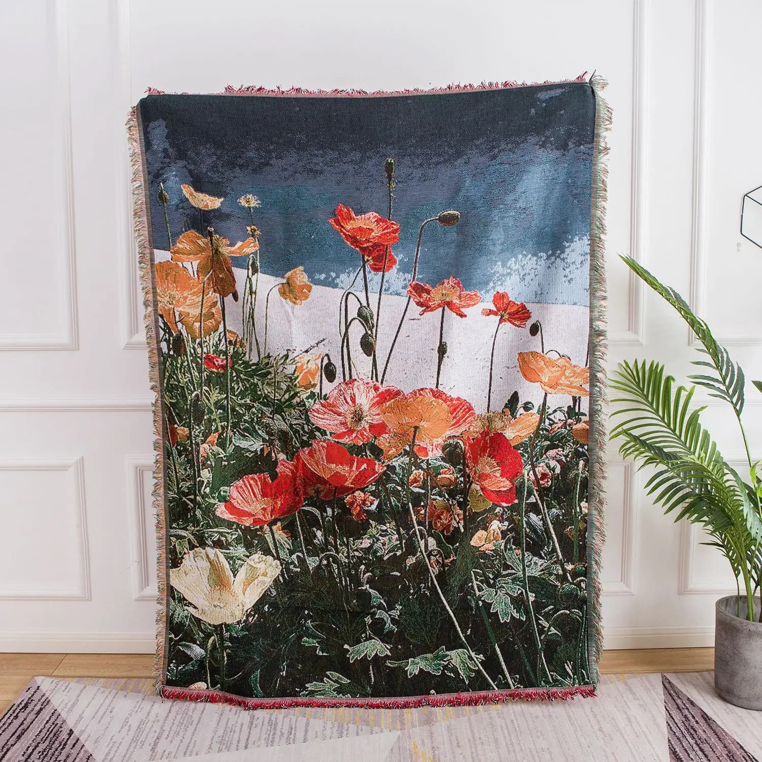 Poppy Flower Throw coperta modello decorazione della casa arazzo copridivano cuscino tappetino da campeggio all'aperto coperte floreali Dropshipping