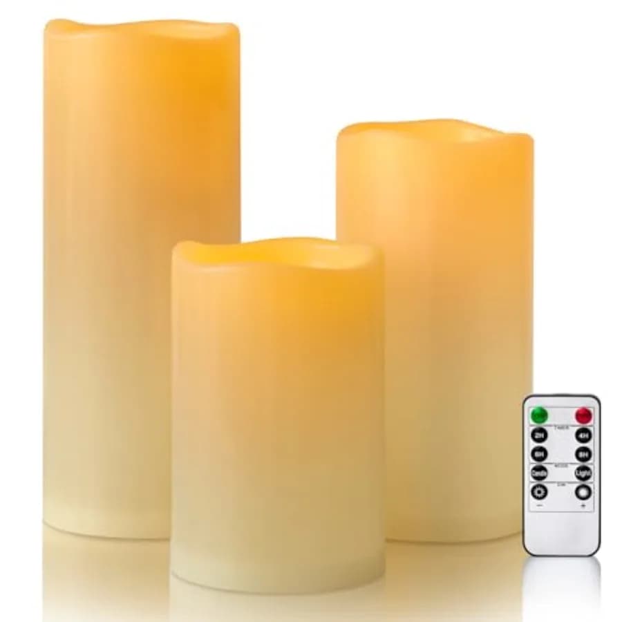 Candele a LED tremolanti senza fiamma da esterno impermeabili grandi da 6, 8, 10 pollici x 4 pollici, a batteria, con telecomando e timer