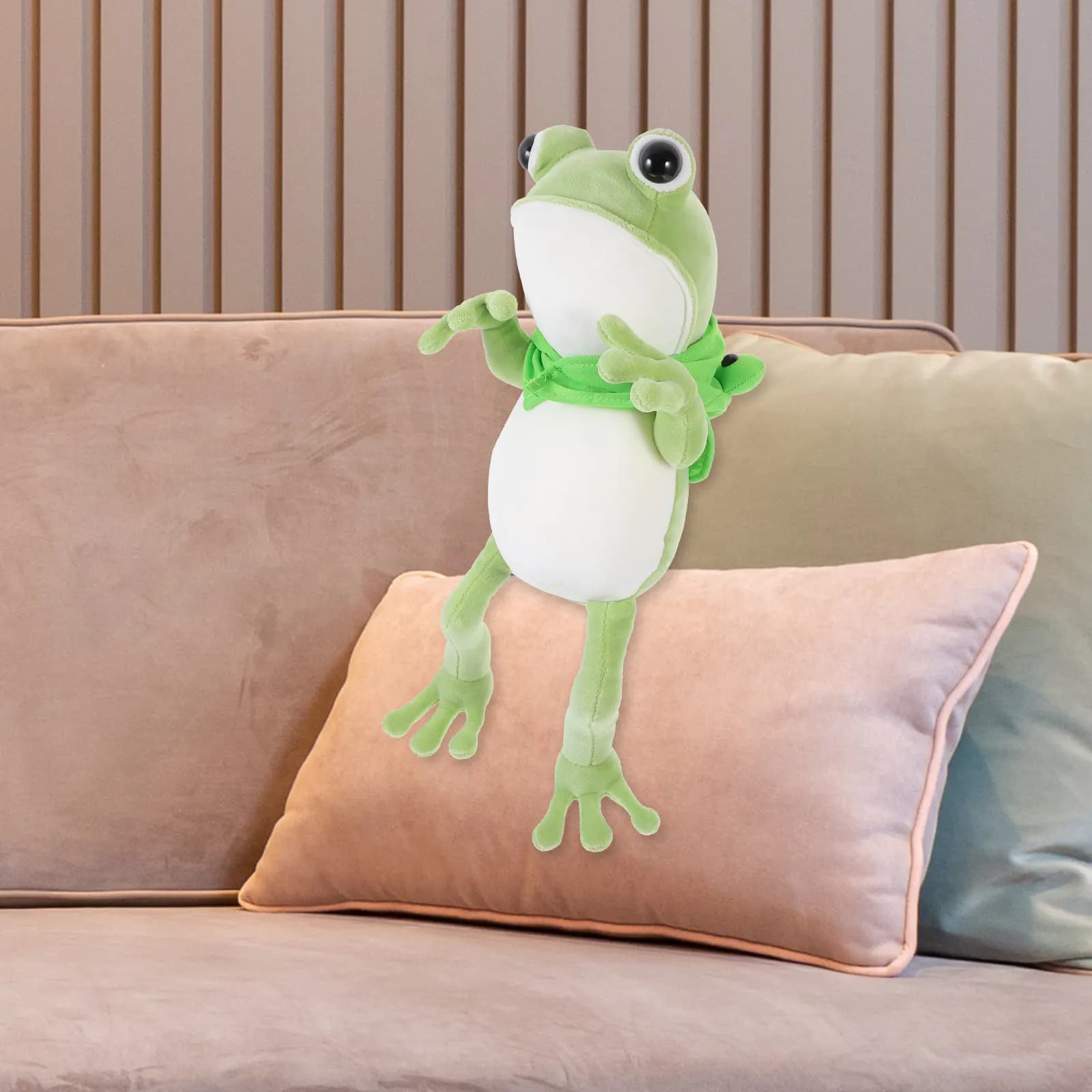 Adorabile peluche a forma di rana, lavorazione squisita, morbido al tatto, oggetto decorativo per divano, letto, scrivania, casa, ufficio